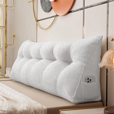 Canora Grey Triangle Wedge Headboard Pillow Backrest Support Cushion Beige 180cm W Canora Grey Triangle Wedge Headboard Pillow Backrest Support Cushion Beige 180cm W