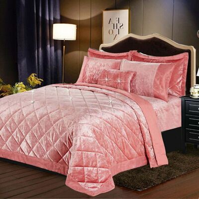 Canora Grey Stodghill Luxury Crushed Bedspread Set Pink Super King Canora Grey Stodghill Luxury Crushed Bedspread Set Pink Super King
