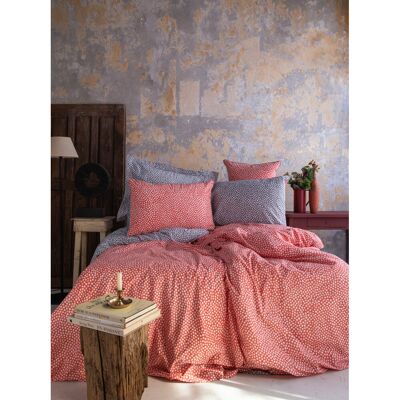 Leruum Percale 200 TC Reversible Duvet Cover Set Orange/Polka Dots Super King - 2 Standard Pillowcases Leruum Percale 200 TC Reversible Duvet Cover Set Orange/Polka Dots Super King - 2 Standard Pillowcases