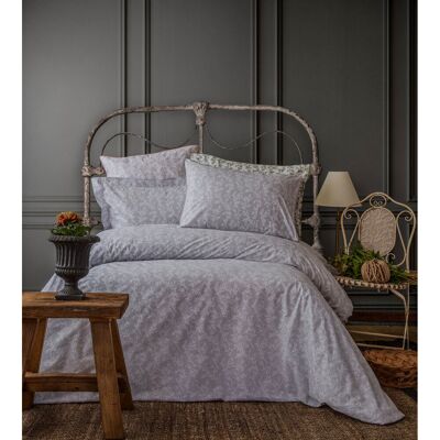 Leruum Percale 200 TC Reversible Duvet Cover Set Floral/Grey/White Kingsize - 2 Standard Pillowcases Leruum Percale 200 TC Reversible Duvet Cover Set Floral/Grey/White Kingsize - 2 Standard Pillowcases