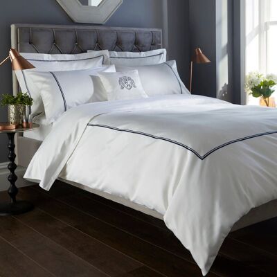 White Noise 800 Thread Count Double Cord Embroidered Sateen Duvet Cover Navy Super King Duvet Cover White Noise 800 Thread Count Double Cord Embroidered Sateen Duvet Cover Navy Super King Duvet Cover