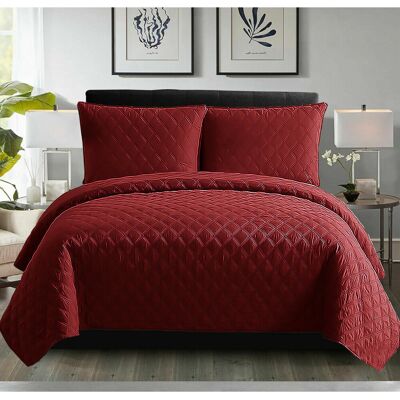Canora Grey Quilted Inspiration Bedspread Embossed Bedding Set Bed Throw Red W250 x L270cm Canora Grey Quilted Inspiration Bedspread Embossed Bedding Set Bed Throw Red W250 x L270cm