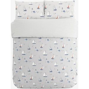 Helena Springfield Sail Boats Grey Cotton Duvet Cover Set Super King Duvet Cover + 2 Standard Pillowcases