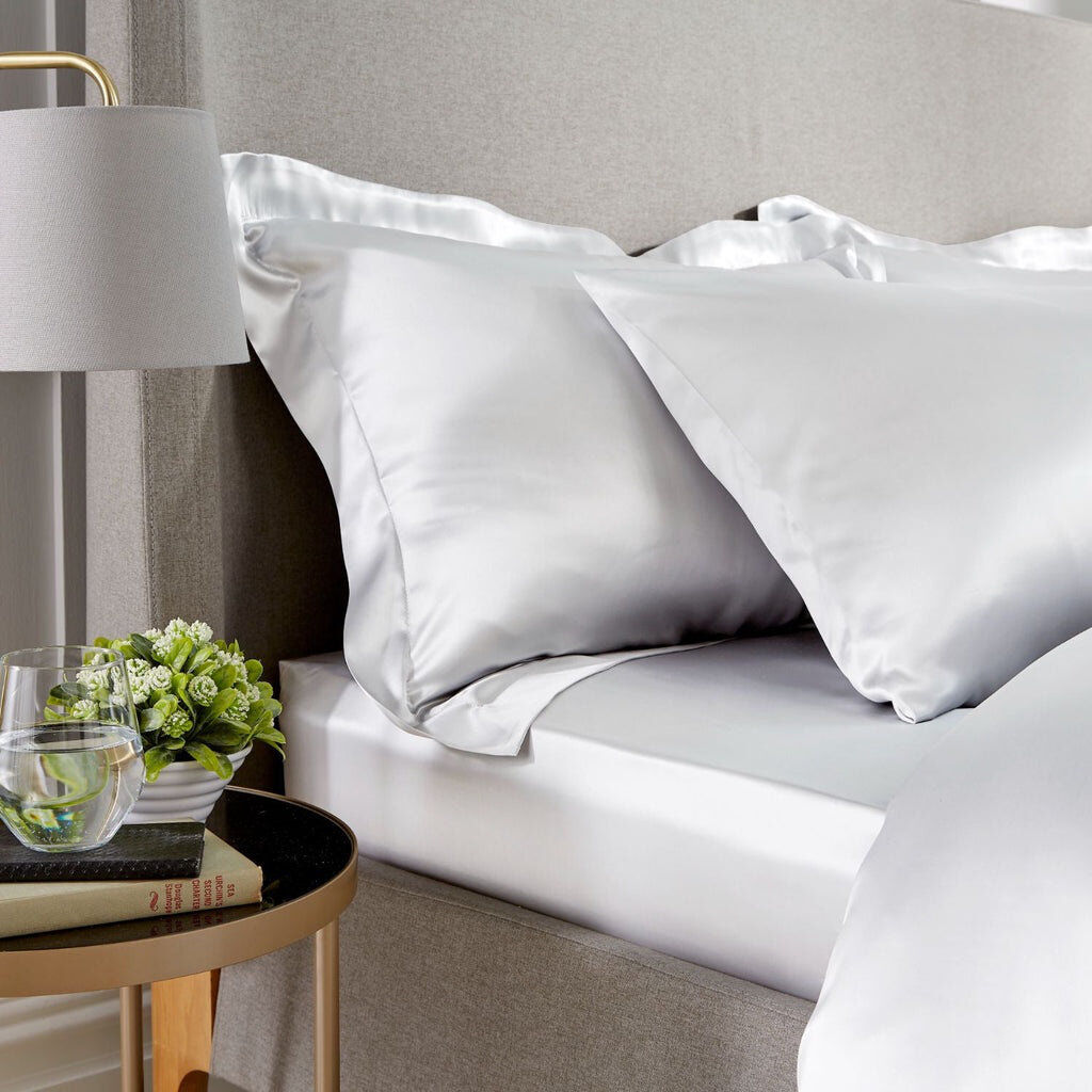 Ebern Designs Charlaine Silk Fitted Sheet White Super King (6')