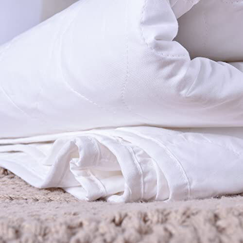 Lancashire Textiles Ltd Lancashire Textiles Luxury Breathable 100% Natural Cotton Filling & Cover Lightweight 1 Tog Keep Cool Summer Duvet Quilt White Super King