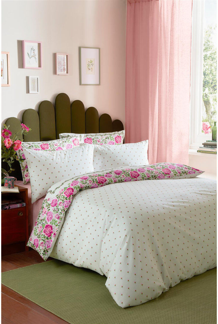 Cath Kidston Dolly Rose Sage Duvet Cover Set Floral Themed Bedding Set Green Single Duvet Cover Set + 1 Standard Pillowcase