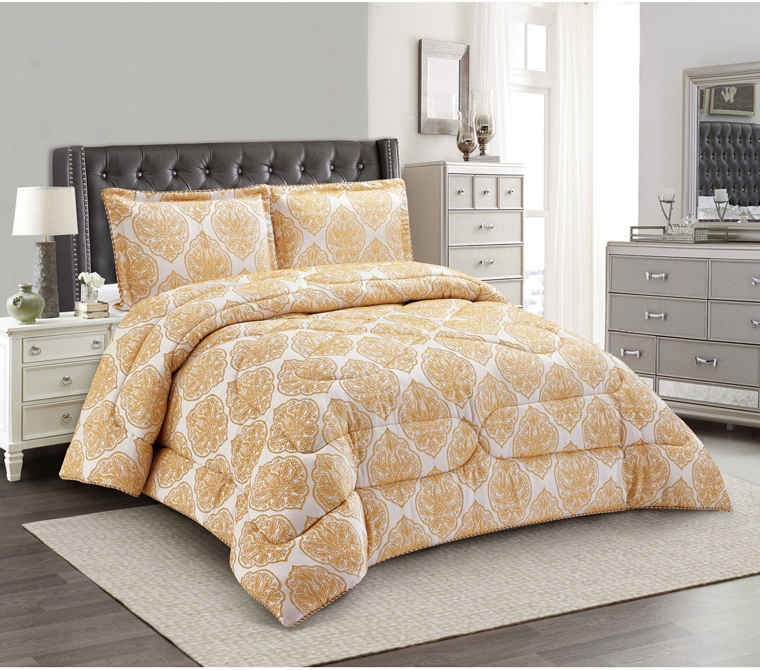 icon bedding 3 Piece Bridal Jacquard Bedspread Comforter Bed Throw with Matching Pillow Shams Gold Floral Super king Bedspread + 2 Standard Shams