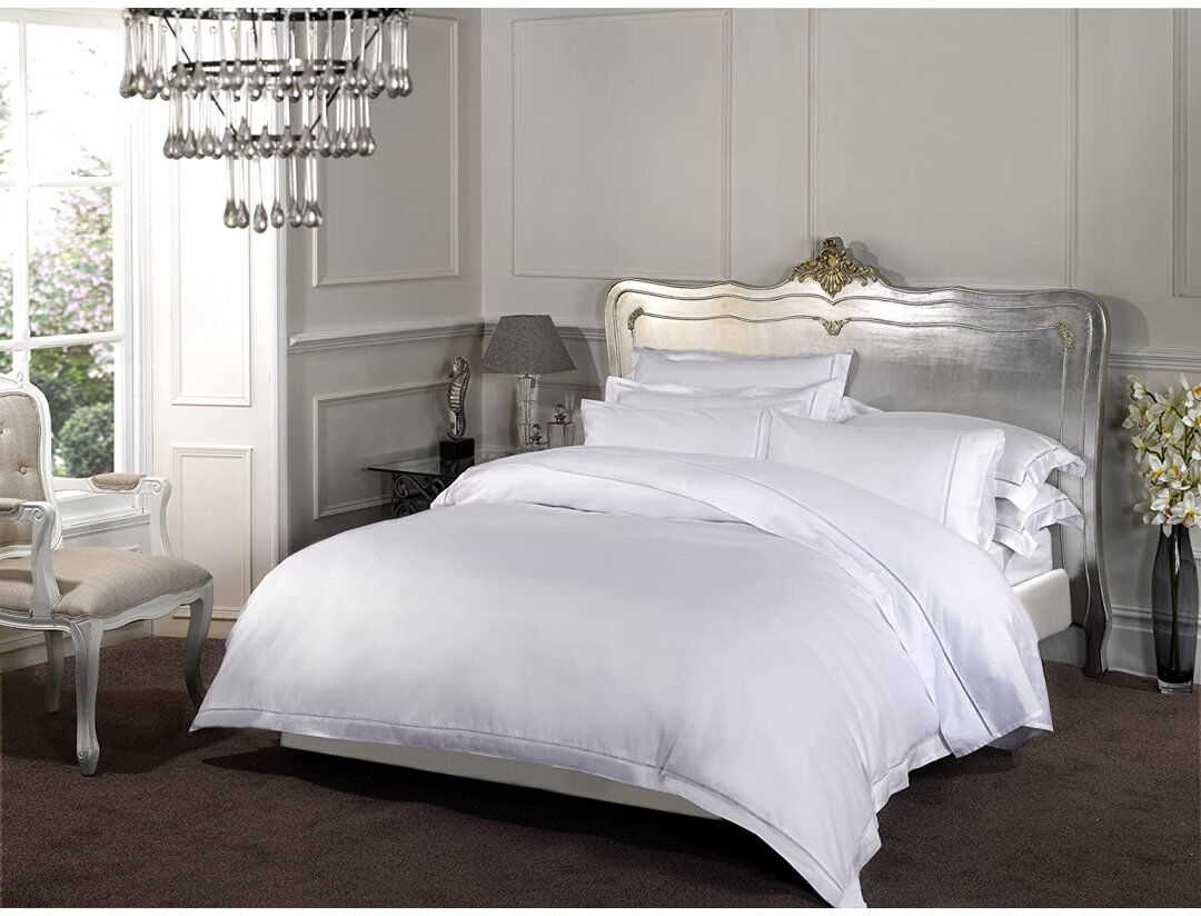 Fleur De Lis Living 1000TC 1000 Thread Count 100% Cotton Percale Fitted Sheet White Super King (6')