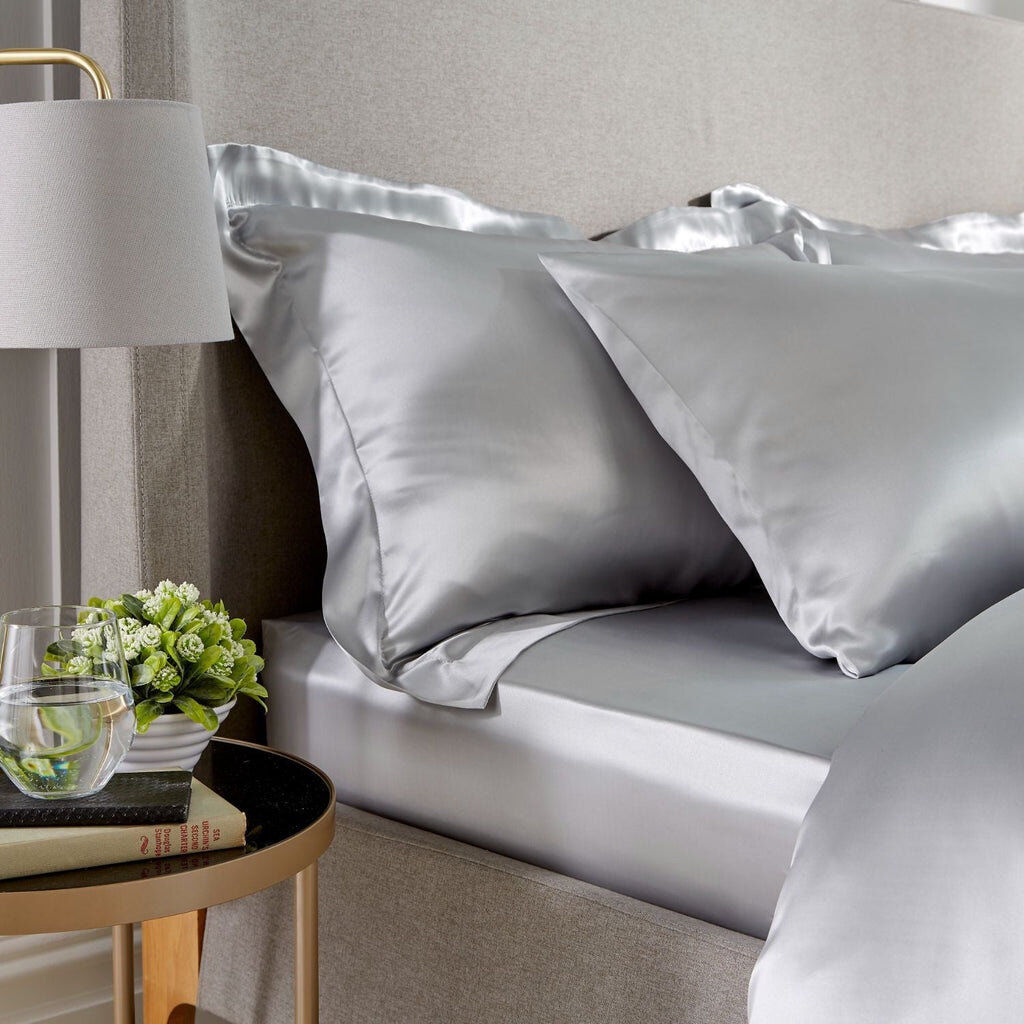 Ebern Designs Charlaine Silk Fitted Sheet Grey Super King (6')