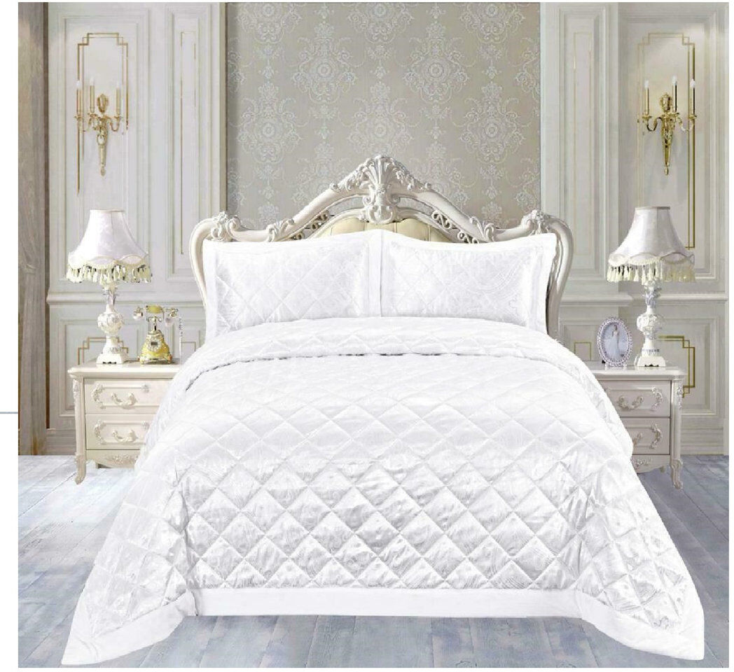 Mercer41 Luxury Camden Bedding Set White Super King Bedspread - 2 Pillowcases