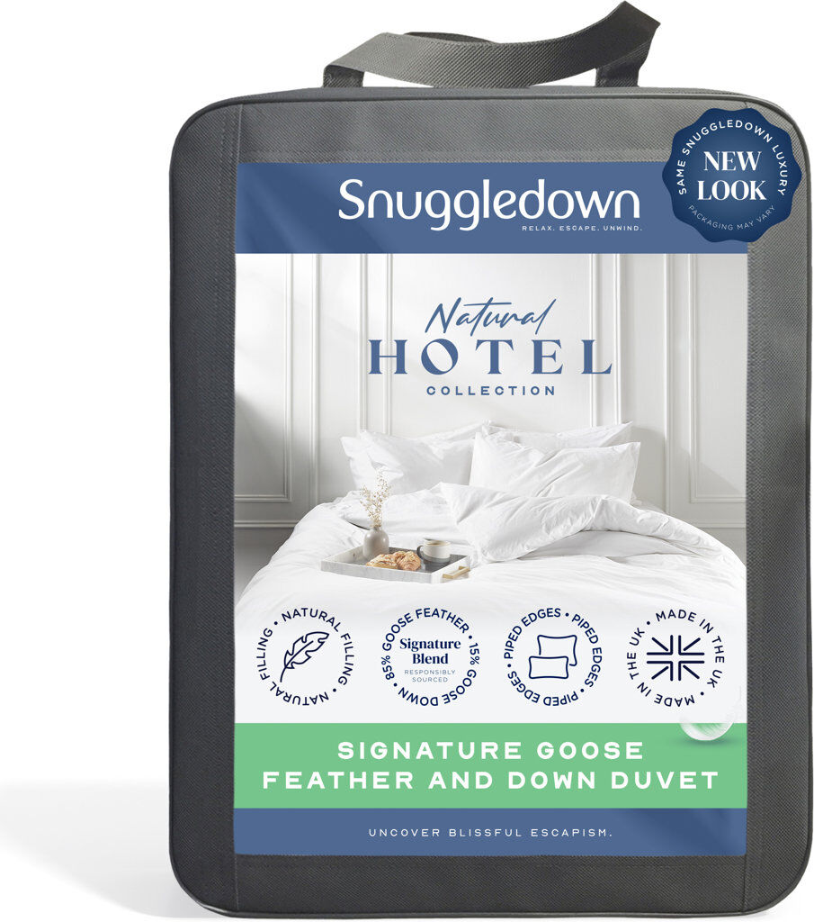 Luxurious Hotel Snuggledown Signature Goose Feather & Down 13.5 Tog (9.0 + 4.5 Tog) All Seasons Cotton Cover Duvet White Single