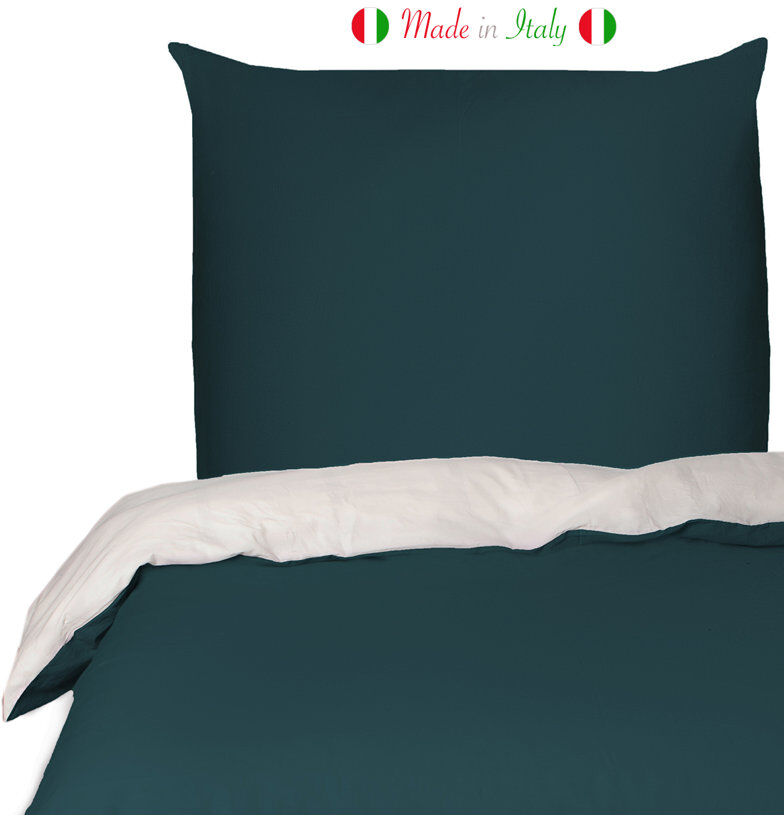 Novilunio Cotton Duvet Set Emerald Green/Cream Double - 2 Pillowcases (80 x 80cm)