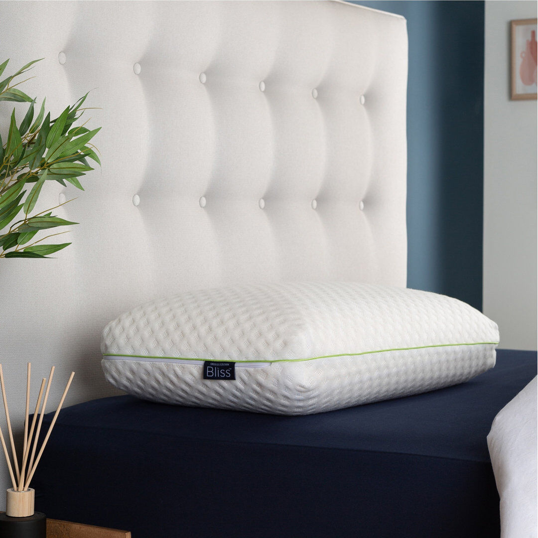 Snuggledown Blissful Bamboo Memory Foam Pillow - Firm Support Side Sleeper Pillows for Neck and Shoulder White