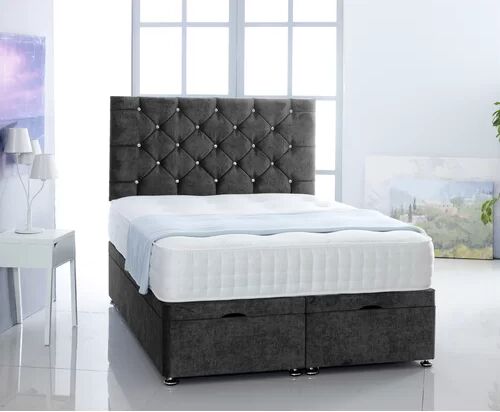 Mercer41 Daniella Upholstered Ottoman Bed with Mattress Mercer41 Size: Super King (6'), Colour: Black  - Size: Super King (6')