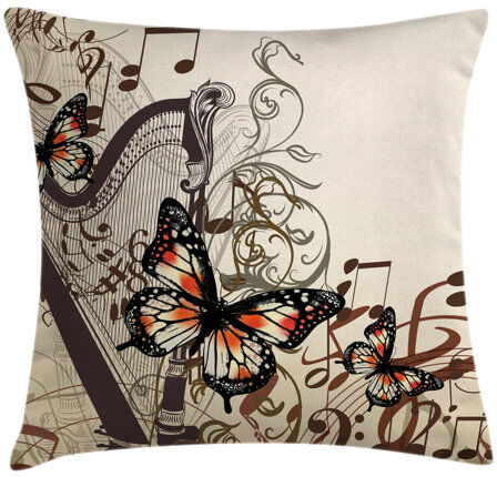 Ebern Designs Shaan Butterflies Harp Ornament Butterfly Outdoor Cushion Cover Ebern Designs Size: 60cm H x 60cm W  - Size: 1981mm H x 686mm W x 44mm D Ebern Designs Shaan Butterflies Harp Ornament Butterfly Outdoor Cushion Cover Ebern Designs Size: 60cm H x 60cm W  - Size: 1981mm H x 686mm W x 44mm D