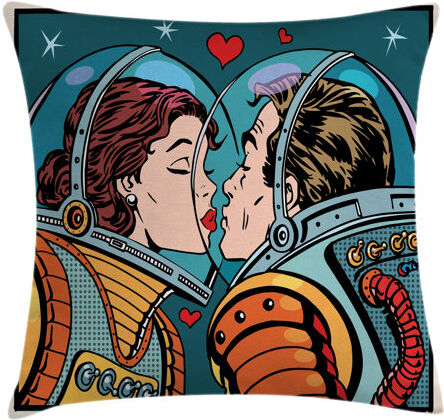 Ebern Designs Hasnain Love Cartoon Kiss in Space Outdoor Cushion Cover Ebern Designs  - Size: 91cm W X 194cm H Ebern Designs Hasnain Love Cartoon Kiss in Space Outdoor Cushion Cover Ebern Designs  - Size: 91cm W X 194cm H