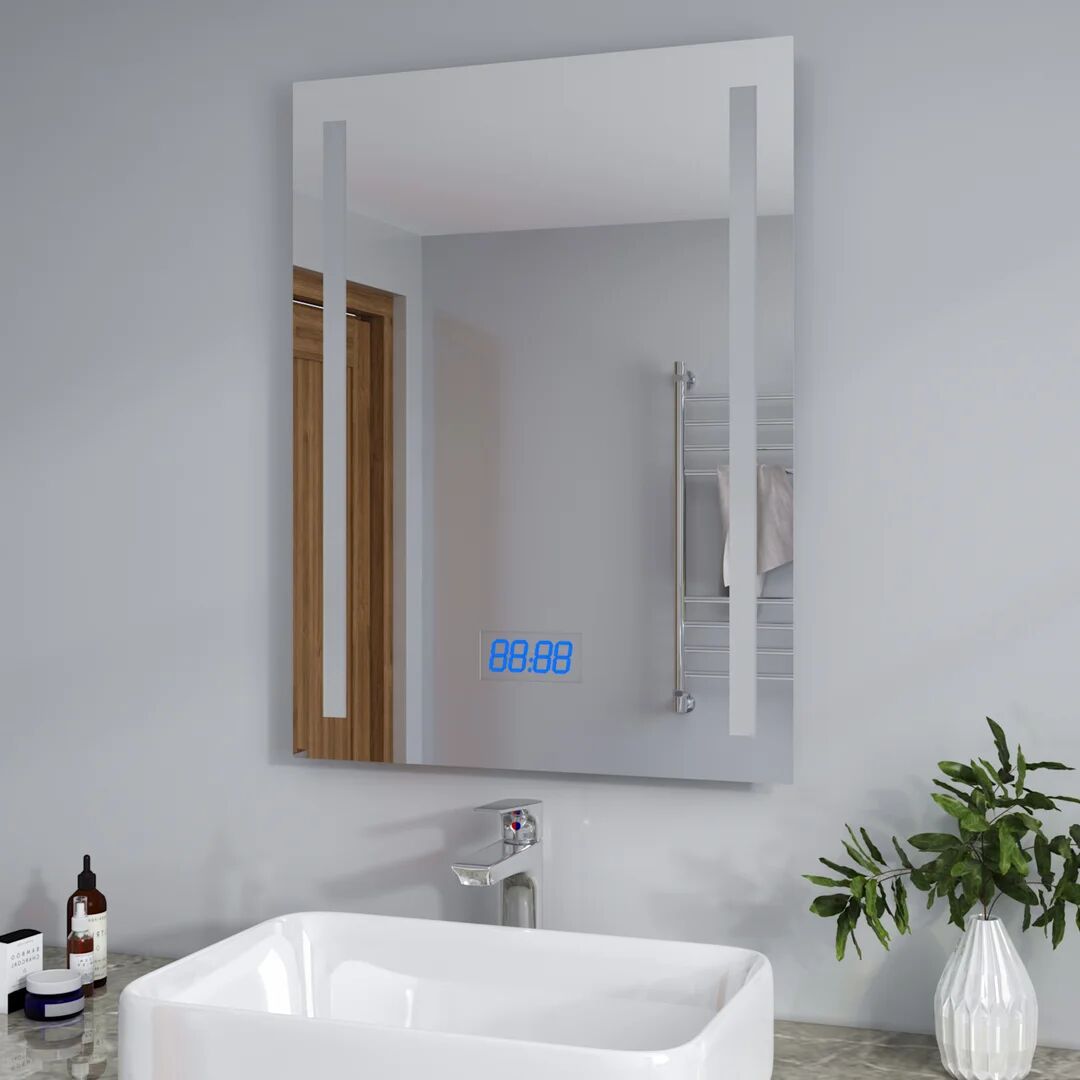 Ivy Bronx Argueta Fog Free Bathroom Mirror with Shaver Socket 80.0 H x 60.0 W x 3.5 D cm