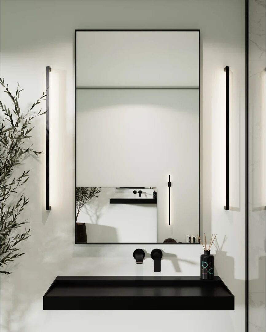 Fairmont Park Cormican Metal Framed Wall Mounted Bathroom Mirror black 80.0 H x 60.0 W x 4.0 D cm