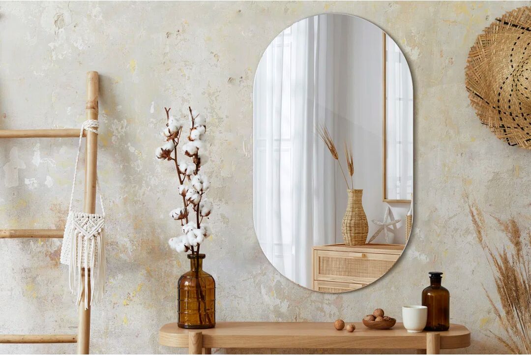 Latitude Run Large Mirror Frameless Fashionable Wall Mirror For Makeup Bathroom Bedroom Boho Rustic 90.0 H x 52.0 W x 0.4 D cm