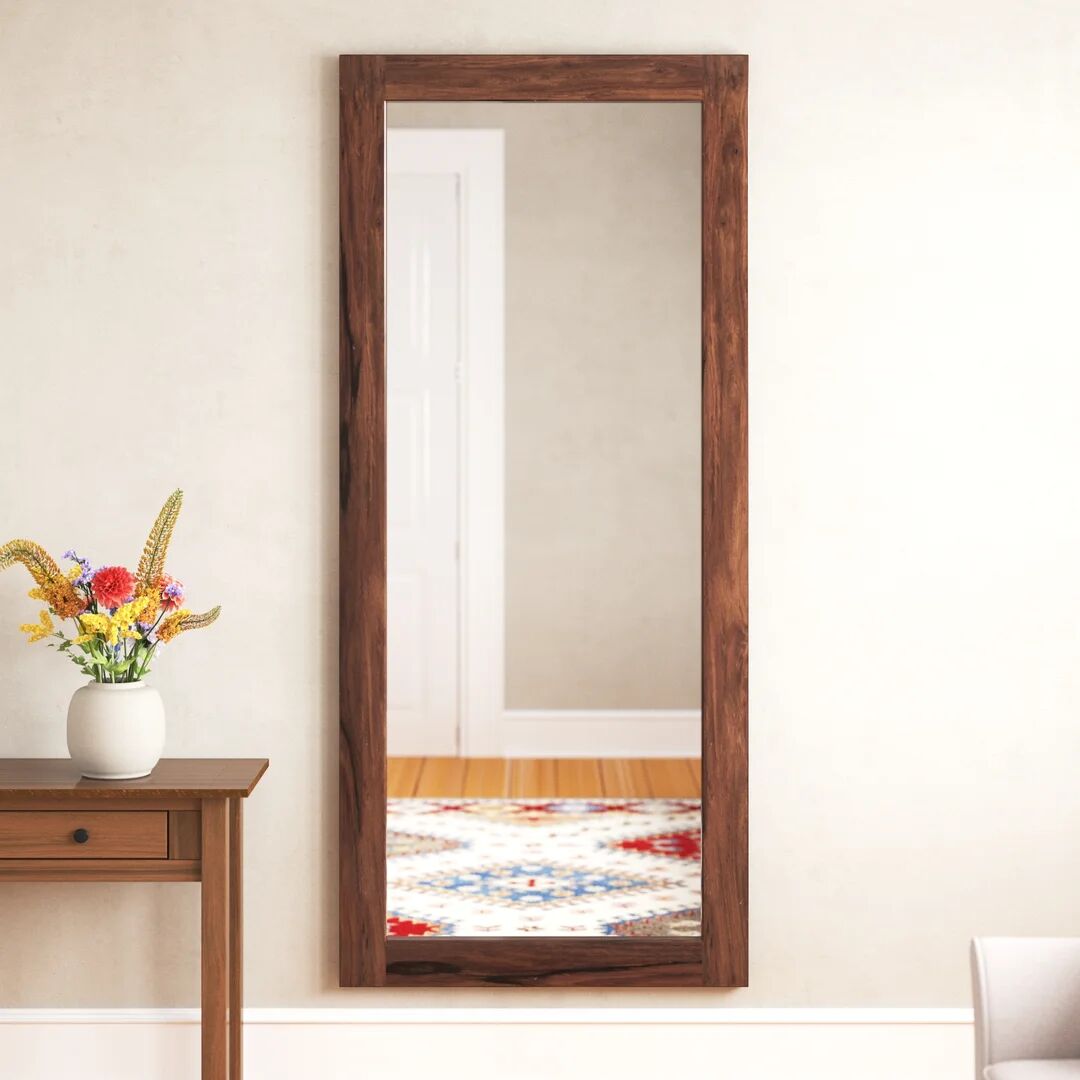 Three Posts Broussard Wood Mirror in Brown brown 200.0 H x 88.0 W x 4.0 D cm