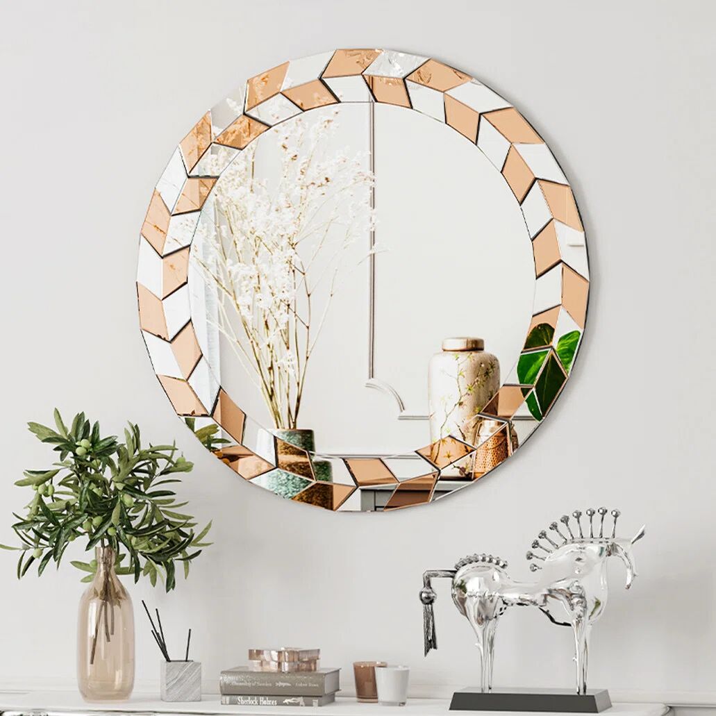 Fairmont Park Montmorenci Round Wood Wall Mirror brown 60.0 H x 60.0 W x 1.8 D cm