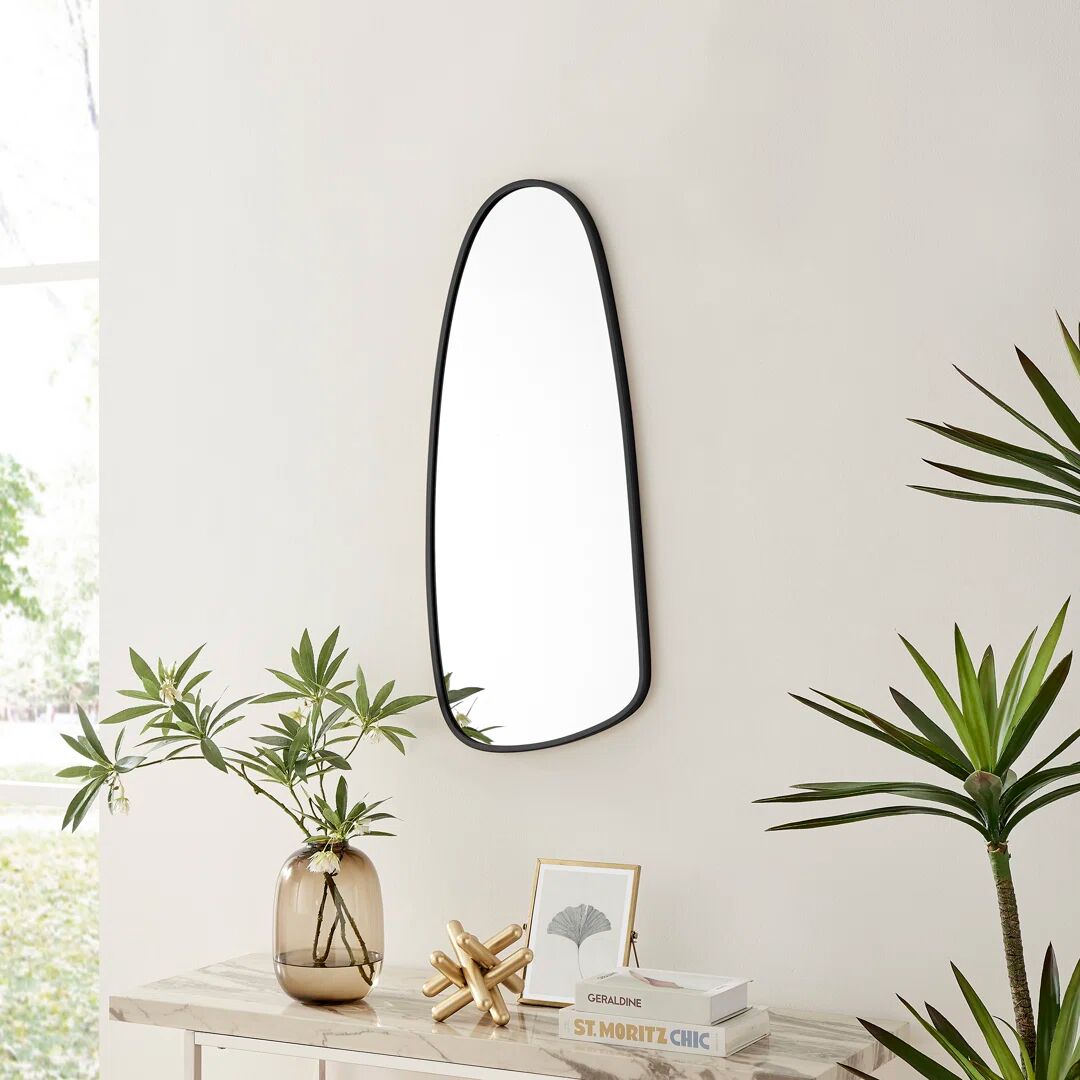 Fairmont Park Gaythorne Pebble Metal Framed Wall Mirror - Organic Shape Hallway Mirror black 94.5 H x 39.0 W x 2.5 D cm