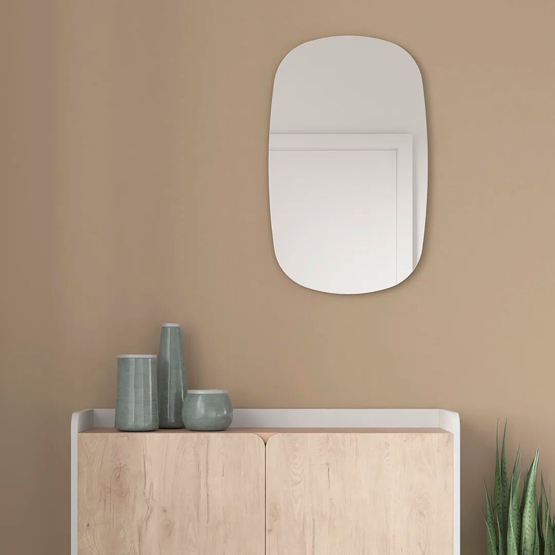 Latitude Run Wall Mirror With Lacquered MDF Edges, Eclipse Collection pink 65.0 H x 40.0 W x 2.0 D cm