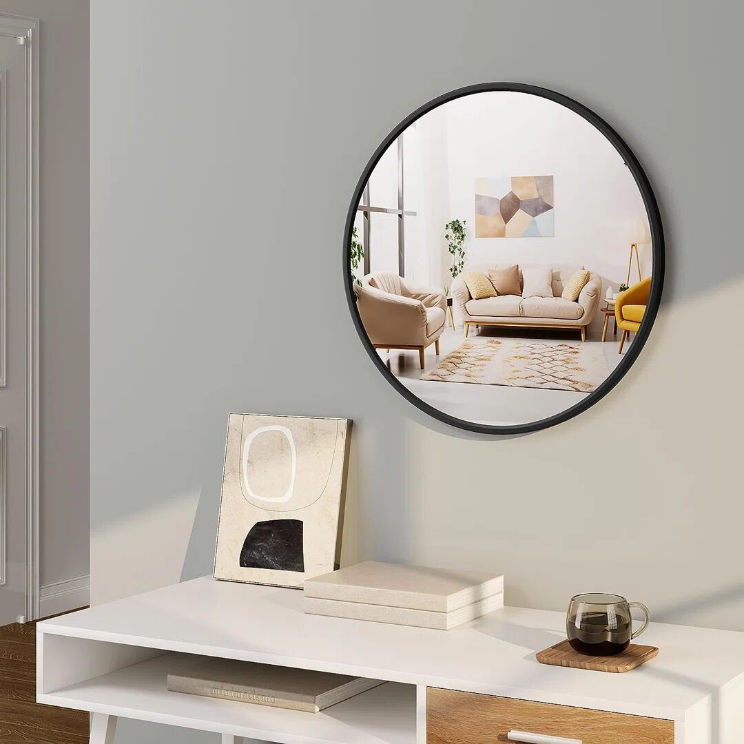 Fairmont Park Shantris Round Framed Metal Mounts to Dresser Accent Mirror black 60.0 H x 60.0 W x 2.0 D cm