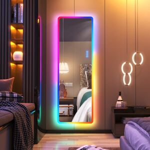 Metro Braien Lighted Plastic Framed Leaning Full Length Mirror in White White 120cm H X 40cm W X 2cm D