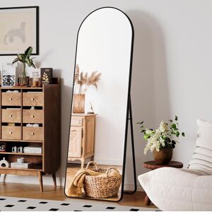 17 Stories Full Body Mirror With Metal Frame Stand Hd Large Wall Mirror With Hooks Full Length Mirror Wall Mirror For Living Room Bedroom Dressing Room Bathroom Black 167cm H X 58cm W X 6cm D