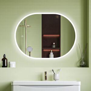 Metro Icarus Oval LED Bathroom Mirror with Demister Pad Touch Control Wall Mounted White 60 cm x 80 cm
