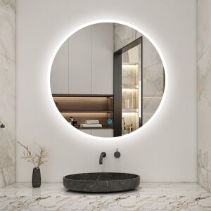 Metro Brextyn Illuminated Round Bathroom Mirror with LED Light Demister Wall Mounted Clear 70 cm H x 70 cm W