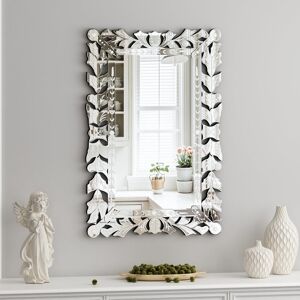 Blue Elephant Venetian Accent Flat glass wall mirror Silver 90cm H X 60cm W X 2cm D