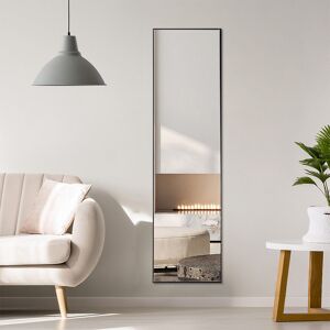 17 Stories Rectangular Wall-mounted Floor-to-ceiling Dual-purpose Fitting Mirror Black 150cm H X 40cm W