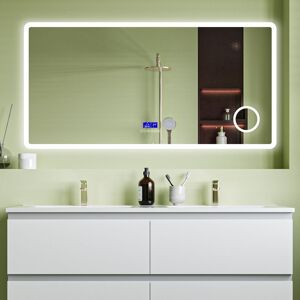 Ivy Bronx Bluetooth LED Bathroom Mirror with Dimmable 3 Colour, 3x Magnifying Anti Fog Clock Touch Switch White 160 x 80 Ivy Bronx Bluetooth LED Bathroom Mirror with Dimmable 3 Colour, 3x Magnifying Anti Fog Clock Touch Switch White 160 x 80