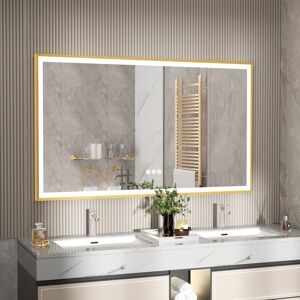 Fairmont Park Throssell Aluminium Rectangle LED Wall Mirror Gold 60 cm x 100 cm Fairmont Park Throssell Aluminium Rectangle LED Wall Mirror Gold 60 cm x 100 cm