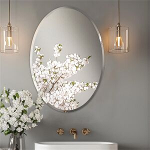 17 Stories Oval Flat Rithi Wall Mirror Silver 80cm x 60cm 17 Stories Oval Flat Rithi Wall Mirror Silver 80cm x 60cm