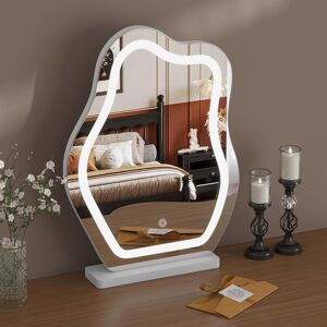Metro Make -up mirror with lighting, irregular mirror, dimmable table mirror, 3 color temperatures, cloud shape, without frame, 43 x 56cm, white White 54cm H X 40cm W X 9cm D Metro Make -up mirror with lighting, irregular mirror, dimmable table mirror, 3 color temperatures, cloud shape, without frame, 43 x 56cm, white White 54cm H X 40cm W X 9cm D