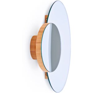 Brayden Studio Mendocino Round Magnifying Wood Framed Freestanding Makeup / Shaving Mirror Natural Wood 55cm H X 45cm W X 10cm D Brayden Studio Mendocino Round Magnifying Wood Framed Freestanding Makeup / Shaving Mirror Natural Wood 55cm H X 45cm W X 10cm D