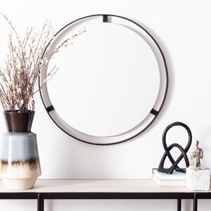 Ebern Designs Brunt Round Metal Framed Wall Mounted Accent Mirror in Black Black 68.58cm H X 66cm W X 2.54cm D Ebern Designs Brunt Round Metal Framed Wall Mounted Accent Mirror in Black Black 68.58cm H X 66cm W X 2.54cm D