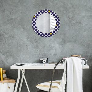 East Urban Home Huldar Round Glass Framed Wall Mounted Accent Mirror in Blue Navy Retro Dots 50cm H x 50cm W East Urban Home Huldar Round Glass Framed Wall Mounted Accent Mirror in Blue Navy Retro Dots 50cm H x 50cm W