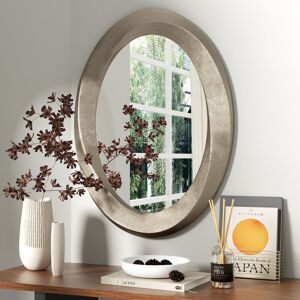 Metro Brynnen Manufactured Wood Oval Mirror Antique Brass 80cm H X 60cm W X 2cm D Metro Brynnen Manufactured Wood Oval Mirror Antique Brass 80cm H X 60cm W X 2cm D