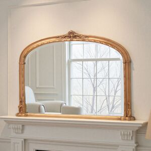Astoria Grand Overmantle Arched Bevelled Victorian Mirror Gold 89cm H X 127cm W X 4cm D Astoria Grand Overmantle Arched Bevelled Victorian Mirror Gold 89cm H X 127cm W X 4cm D