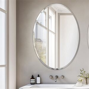 17 Stories Oval Flat Rithi Wall Mirror Silver 70cm x 50cm 17 Stories Oval Flat Rithi Wall Mirror Silver 70cm x 50cm