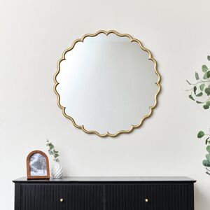 Lark Manor Satin Scalloped Frame Round Wall Mirror - 80Cm X 80Cm Gold 80cm H X 80cm W X 2.5cm D Lark Manor Satin Scalloped Frame Round Wall Mirror - 80Cm X 80Cm Gold 80cm H X 80cm W X 2.5cm D