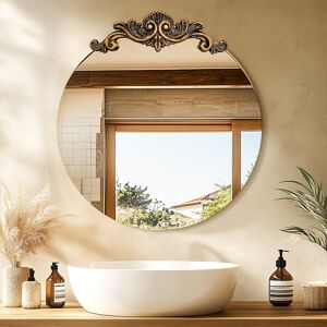 17 Stories Sien Oval Wall Mirror Brass 74cm x 70cm 17 Stories Sien Oval Wall Mirror Brass 74cm x 70cm