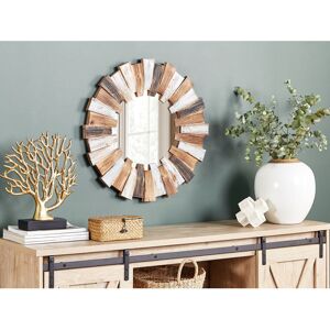 Brambly Cottage Volo Sunburst Wood Framed Wall Mounted Accent Mirror in Brown/Grey 66cm H X 66cm W X 4cm D Brambly Cottage Volo Sunburst Wood Framed Wall Mounted Accent Mirror in Brown/Grey 66cm H X 66cm W X 4cm D