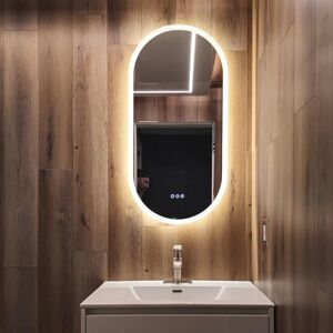 Metro Oval LED Wall Mirror Silver 100cm H x 50cm W Metro Oval LED Wall Mirror Silver 100cm H x 50cm W
