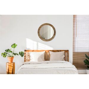 East Urban Home Huldar Round Glass Framed Wall Mounted Accent Mirror Brown Old Wood 60cm H x 60cm W East Urban Home Huldar Round Glass Framed Wall Mounted Accent Mirror Brown Old Wood 60cm H x 60cm W