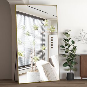 Cassilando Standing Mirror 193 x 86cm Large Standing Against The Wall Bedroom Mirror With Thin Frame Wall Mounted Black Gold 198cm H x 96cm W Cassilando Standing Mirror 193 x 86cm Large Standing Against The Wall Bedroom Mirror With Thin Frame Wall Mounted Black Gold 198cm H x 96cm W